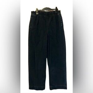 American Eagle black denim elastic waist wide leg baggy jeans